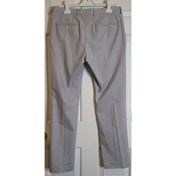 Express Photographer Seersucker Pants Gray White Mens 31x32 Dress Flat Front - Picture 2 of 10